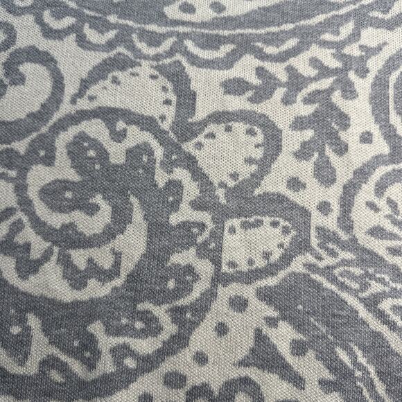 Cynthia Rowley Sweater Ivory Blue Paisley Short Dolman Sleeve Mock Neck XLarge - Picture 2 of 4